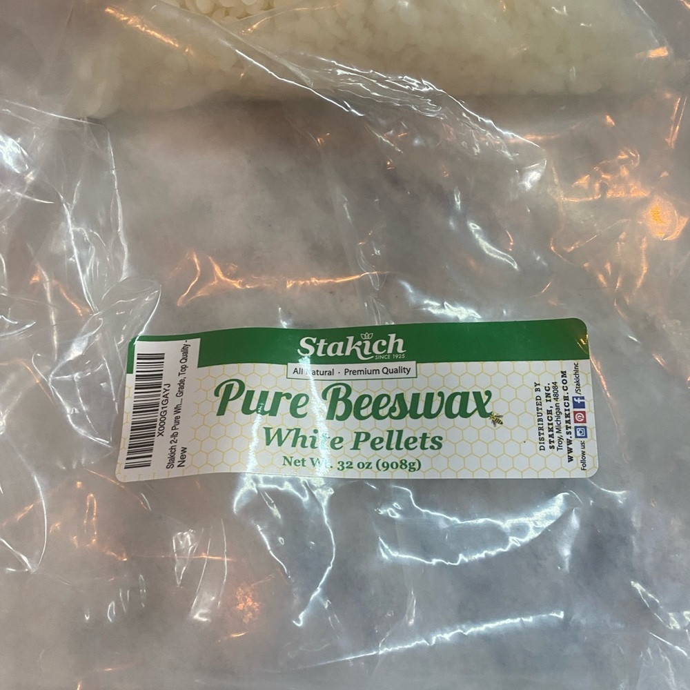 Stakich Pure White Beeswax Pellets ~1.9 lb Candle Making Wax Supplies - Picture 3 of 4